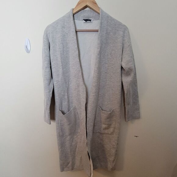 BABATON by Aritzia Lance Wool Blend Long Open Front Cardigan Grey XS - Picture 1 of 4